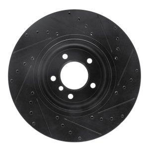 BMW Z4 Brake Rotor (1) - Front Left - R1 Concepts - Drilled & Slotted - Black - `11-`16